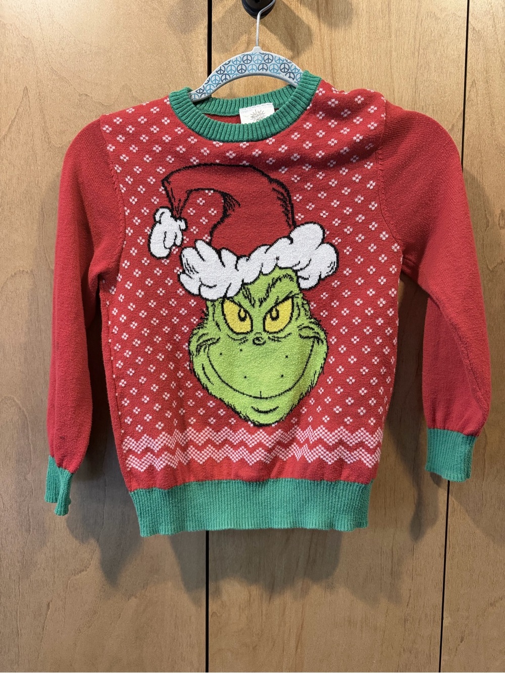The Grinch Kids Grinch green & Red Holiday Sweater Top size small